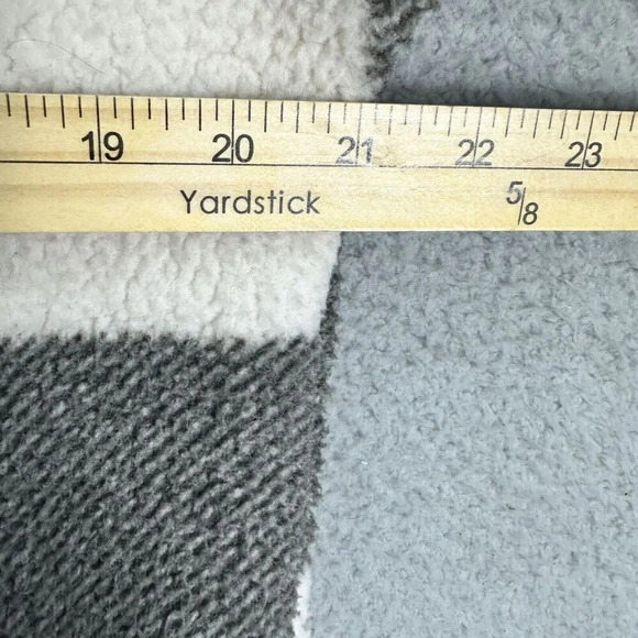 American Sweatshirt Women Small Black White Plaid Sherpa Fleece Hoodie Oversized - Picture 5 of 7